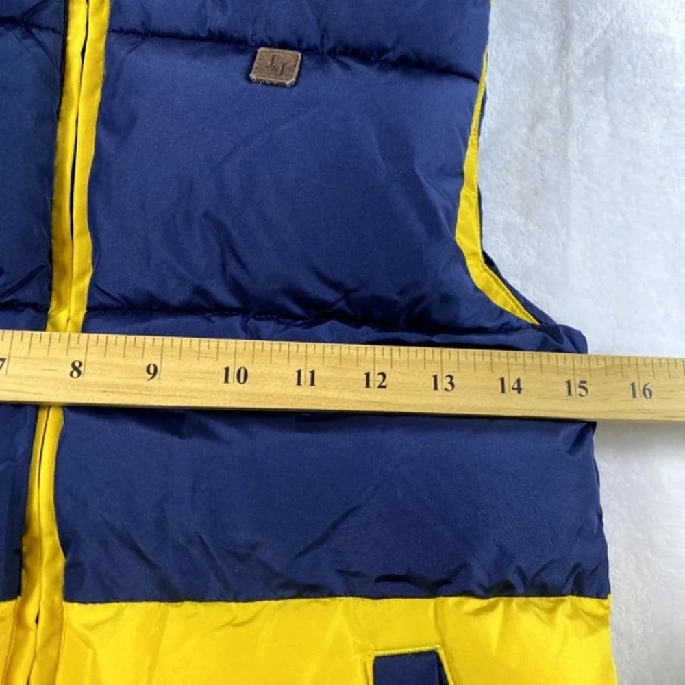 Janie and Jack Puffer Vest Kid Size 7-8 Blue Yellow Fleece Lined‎ Warm Thick